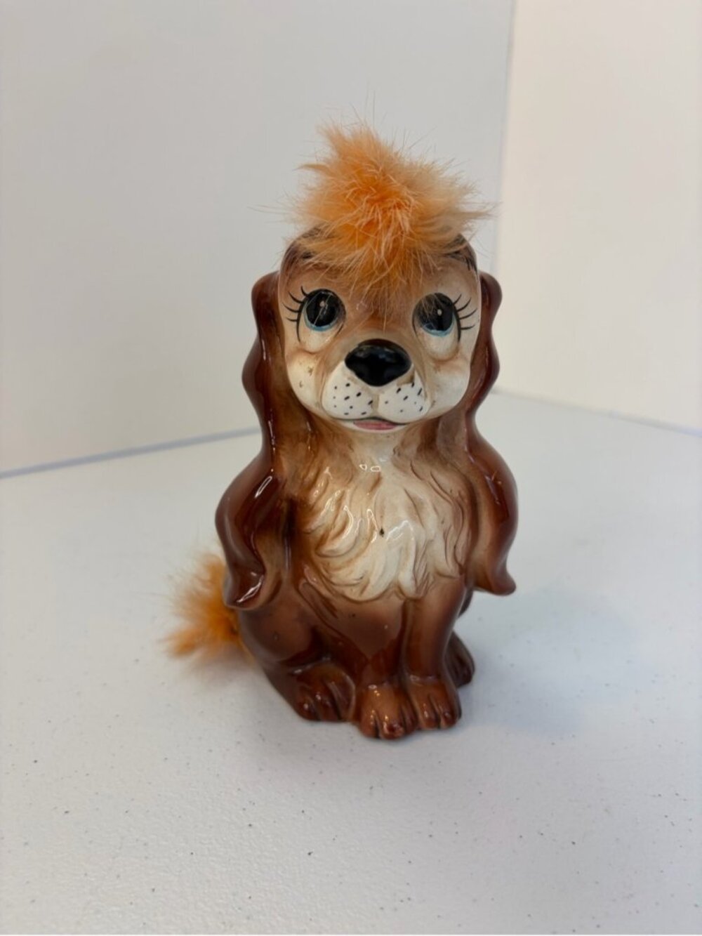 Vintage Norcrest Cockerel Spaniel Brown Dog Bank Orange Fur MCM 1950s 60s Kitsch
